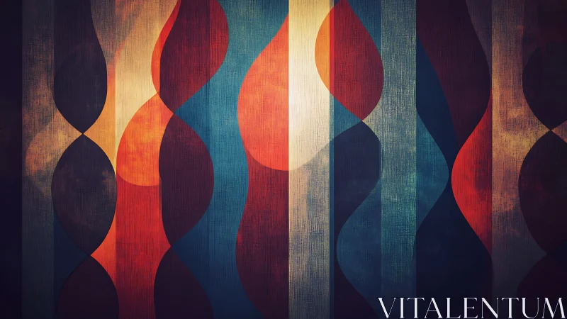 Geometric waveforms in layered retro abstract panel composition.