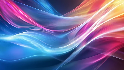 Colorful light waves flow across dark gradient background