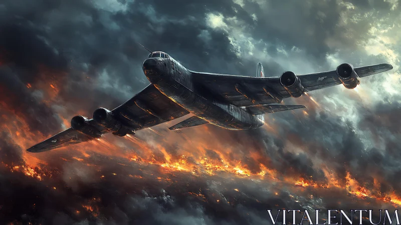 Avro Lancaster Bomber in Catastrophic Combat Descent.