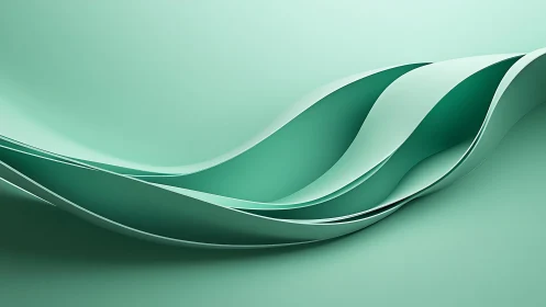 Abstract teal waves in minimalist 3D style with smooth gradients.