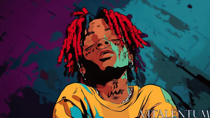 Vibrant neon portrait captures introspective urban mood.