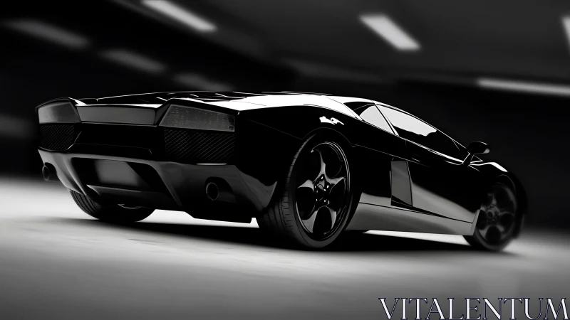 Sleek black sports car glowing with night drive energy.