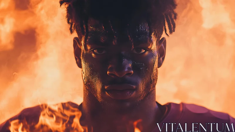 Fiery game face glowing with grit, strength, and focus.