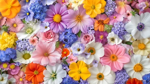 Vibrant Floral Medley Bursts With Rainbow Colors.