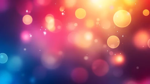 Colorful bokeh abstract background with glowing light circles.