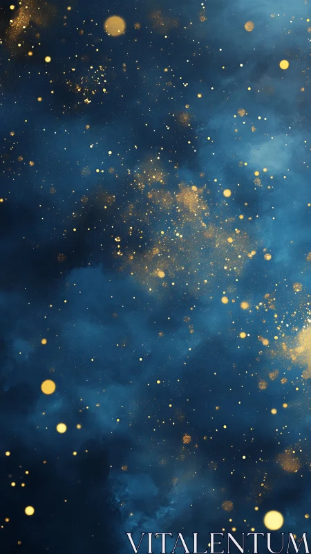 Golden stardust drifting through a dreamy midnight sky.