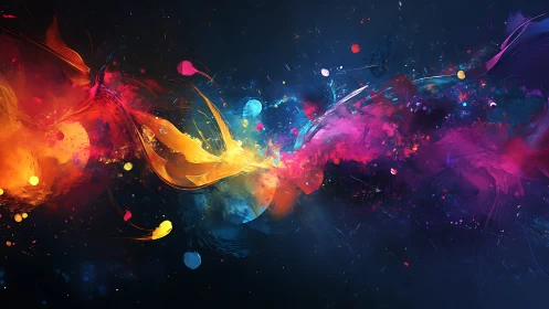 Colorful cosmic swirl of light dancing across deep night.