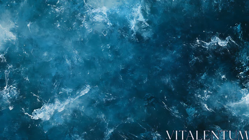 Blue abstract textured background with white brush accents.