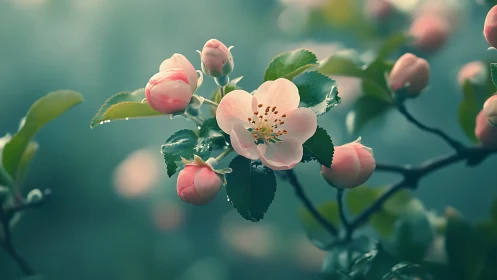 Blush-pink blossoms quietly rehearse the symphony of spring