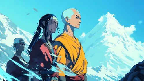 Mountain winds and determined monks in bright morning light.