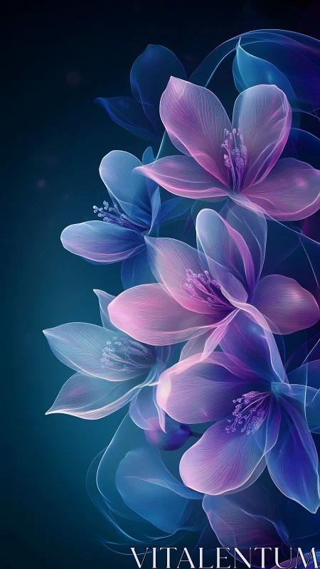 Translucent Floral Composition With Gradient Luminescence