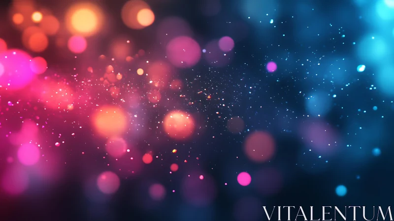 Vibrant abstract bokeh lights in blue and pink digital art style.