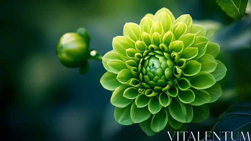Luminous chartreuse dahlia with intricately layered petals and botanical depth.