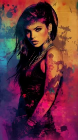 Electric rebel in neon splashes of color and attitude.