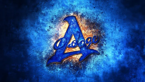 Chromatic “Adoge” monogram with particle burst lighting effects.
