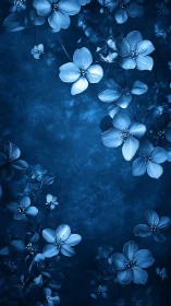 Monochromatic Blue Flower Cluster: Four-Petaled Botanical Composition with Depth of Field