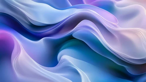 Layered iridescent waves form fluid abstract chromatic landscape