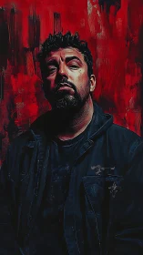 Defiant male portrait rendered as dramatic digital painting