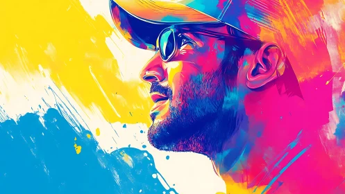 Chromatic daydream paints a reflective man in neon light