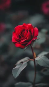 A Vivid Red Rose in Quiet Elegance