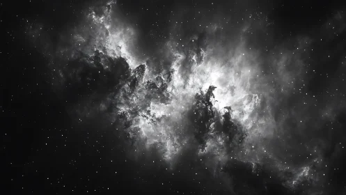 Monochrome emission nebula with dense ionized gas filaments.