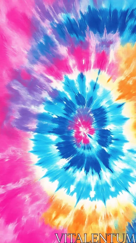 Radiant tie-dye spiral explodes in vivid neon color waves.
