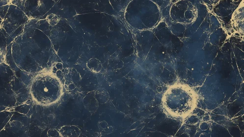 Abstract cosmic nebula web with circular filamentary voids