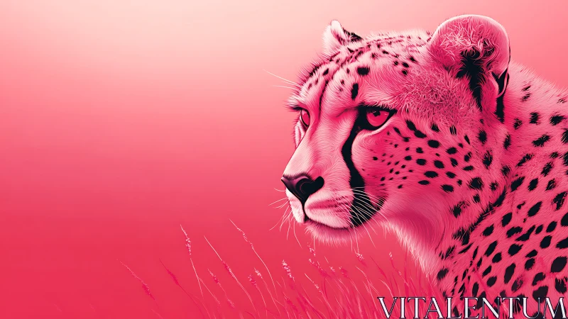 Pink Cheetah Portrait with Monochromatic Spots