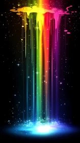 Digital neon spectrum cascade with luminous drip effects.