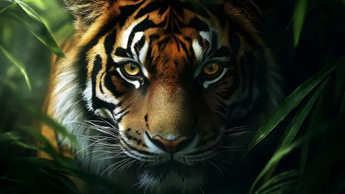 Tiger portrait uses directional rim lighting and shallow depth