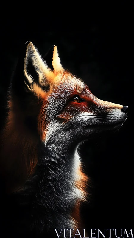 Gentle fox gazes into soft light with quiet, watchful grace