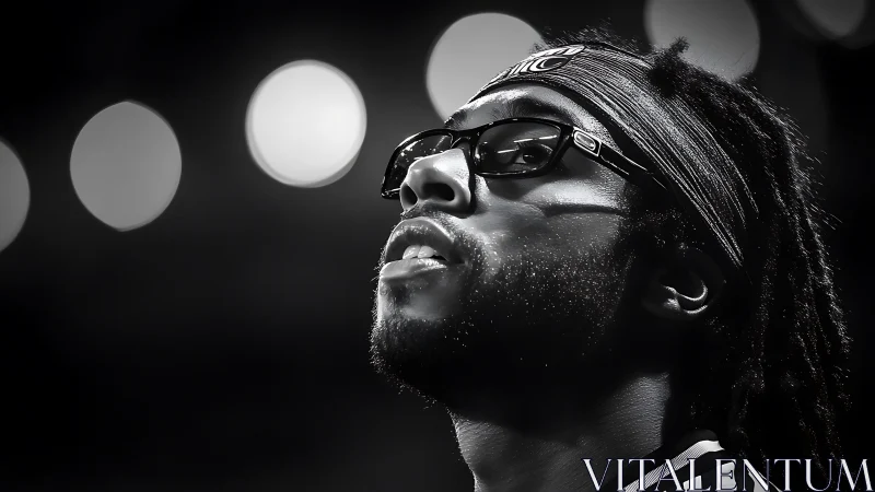 Portrait of contemplative athlete under bright arena lights