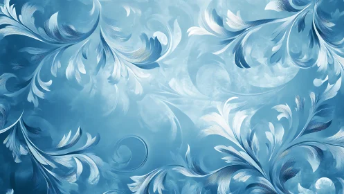 Graceful blue flourishes drift softly across a dreamy sky