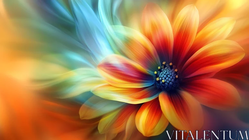 Vibrant Rainbow Flower with Dynamic Motion Blur