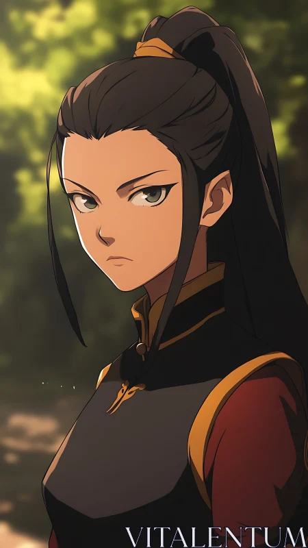 Steady warrior gazes ahead with calm, determined focus