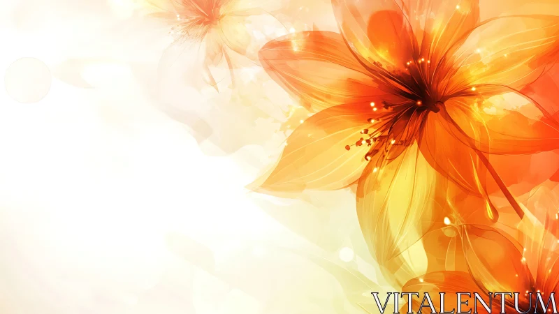 Luminous Orange Flowers Digital Illustration.