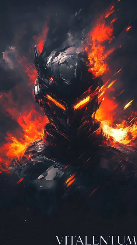 Inferno-plated sentinel with molten eyes in storming ember armor.