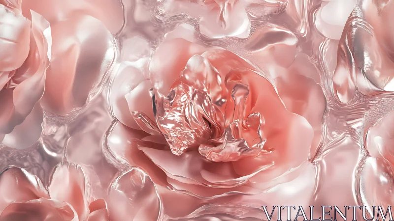 Three-dimensional floral composition rendered in translucent glass material