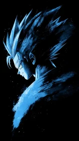Blue-toned profile of spiky-haired manga figure in shadow.