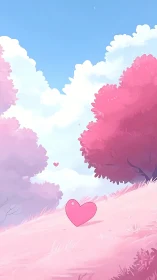Heart's Journey Through Pink-Hued Dreamscapes