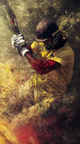 Cricket batter carves a blazing arc through swirling dust