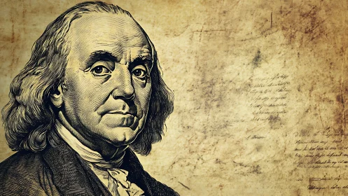 Historic engraved portrait on distressed parchment ground.