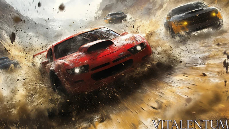 Dynamic off-road rally cars in high-impact digital painting.