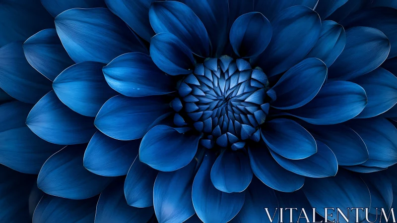 Monochromatic Blue Dahlia: Macro Botanical Depth Study.
