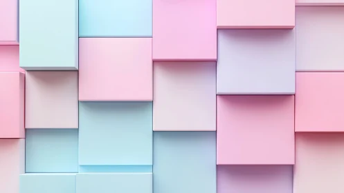 Pastel prism staircase of floating candy-colored panels.