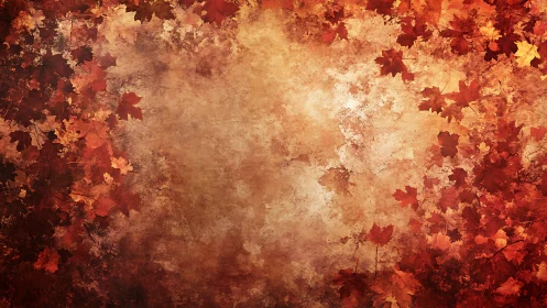 Golden hush of drifting autumn leaves in warm ember light.