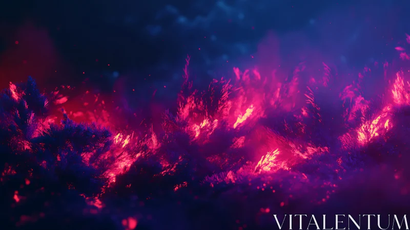 Neon Particle Combustion Field with Luminous Gradient Dynamics