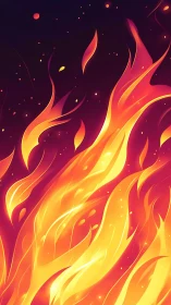 Dynamic Gradient Flames with Luminescent Particle Effects Against Dark Background