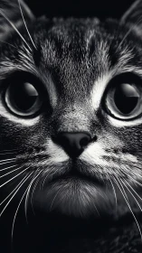 Close-Up Portrait of an Intensely Observant Tabby Cat.