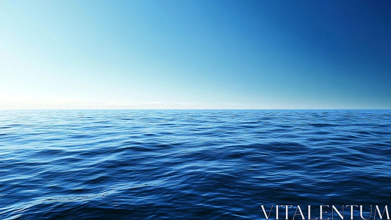 Calm blue ocean horizon under clear bright sky today.